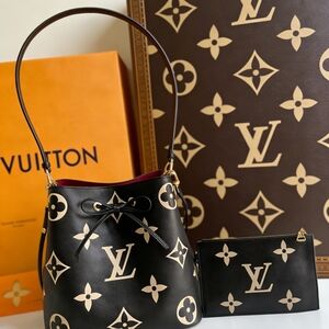 <AUTHENTIC>LV Bicolor Monogram Empreinte Leather Bucket Bag